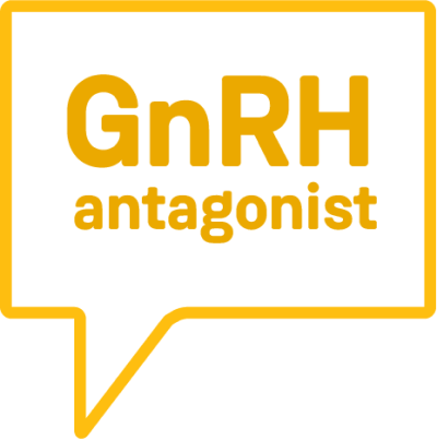 Speech bubble with the words 'GnRH antagonist'